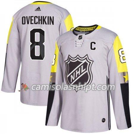 Camisola Washington Capitals Alexander Ovechkin 8 2018 NHL All-Star Metro Division Adidas Cinza Authentic - Homem